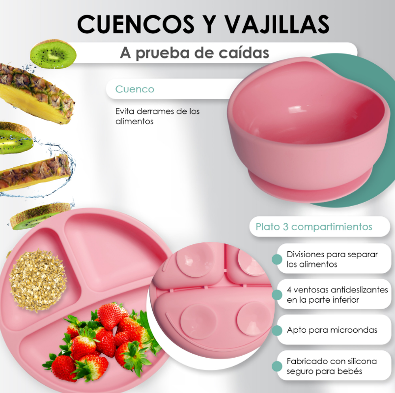 SET VAJILLA ROSA BEBÉ