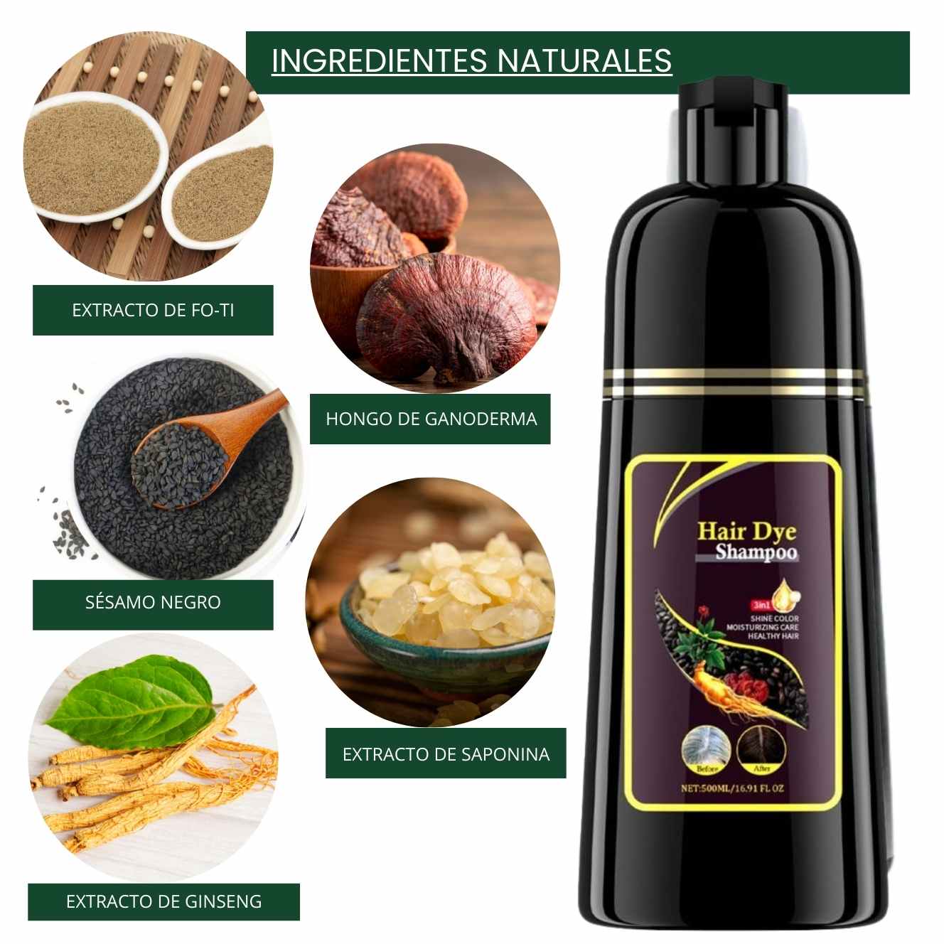 Champú HairDye® ANTICANAS - (OFERTA 2X1)