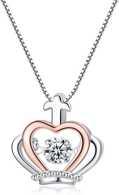 Oso amor con rosa preservada + collar plata corazón bicolor