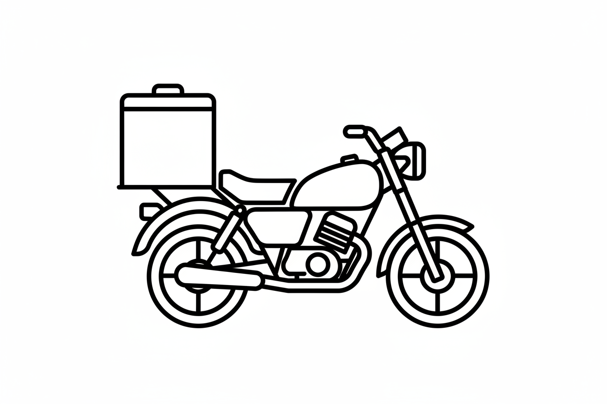 haceme un icono png de una moto de envios, solo los contornos